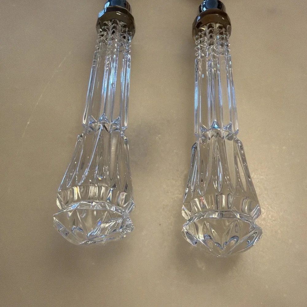 Reed & Barton Stainless & Glass/Crystal Handle 2 Piece Salad Serving Utensils
